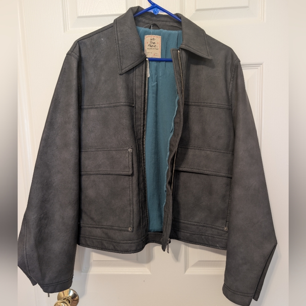 We The Free Gray Blair Vegan Leather Jacket